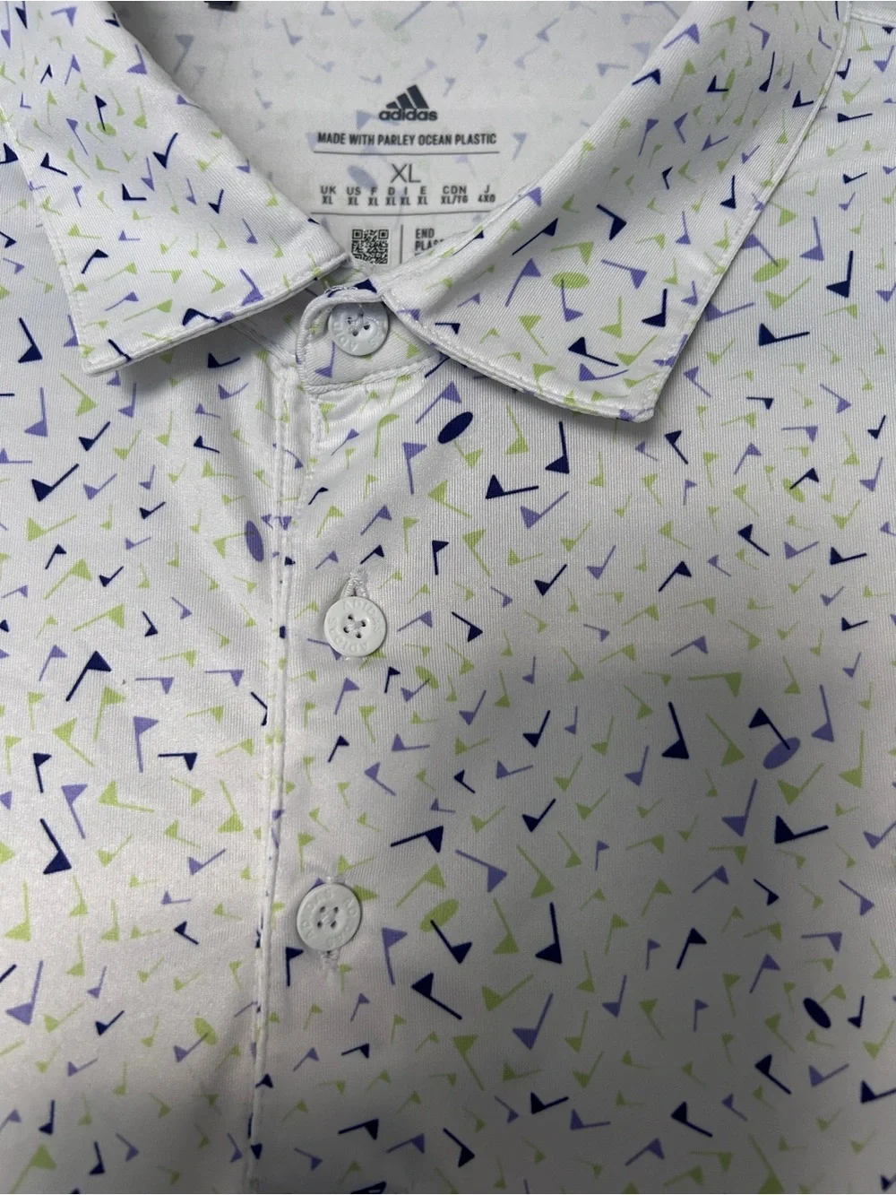 Adidas Golf Polo Shirt XL | Parley Ocean Plastic | White Print Performance Polo
